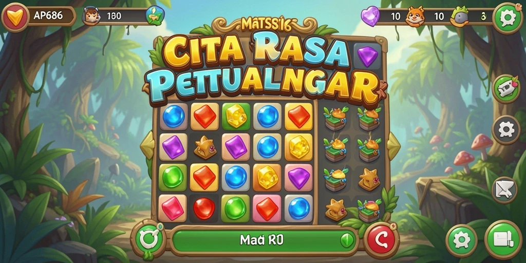 Tangkapan layar menampilkan gameplay seru AP686 dengan aksi mencocokkan yang dinamis.