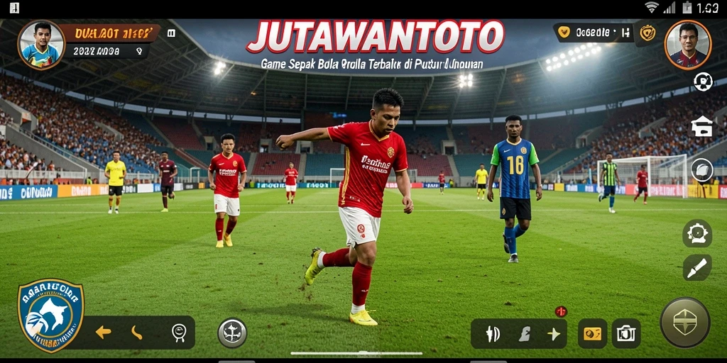 Tampilan gameplay seru dari JUTAWANTOTO dengan aksi sepak bola yang menegangkan.