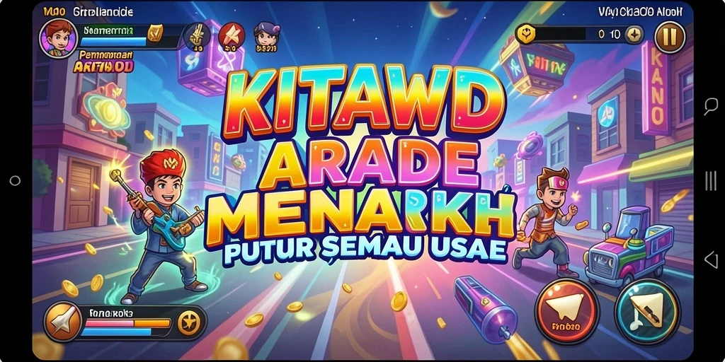 Screenshot menampilkan gameplay seru dari KITAWD di level Arcade.