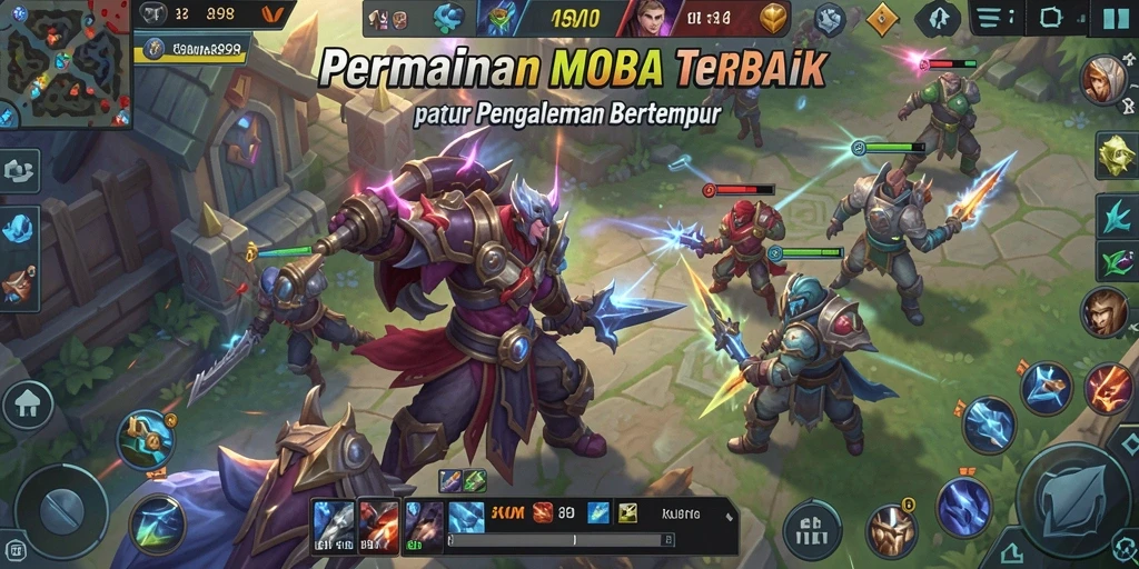 Tampilan mengesankan dari gameplay KURNIA898 dengan aksi MOBA yang seru.