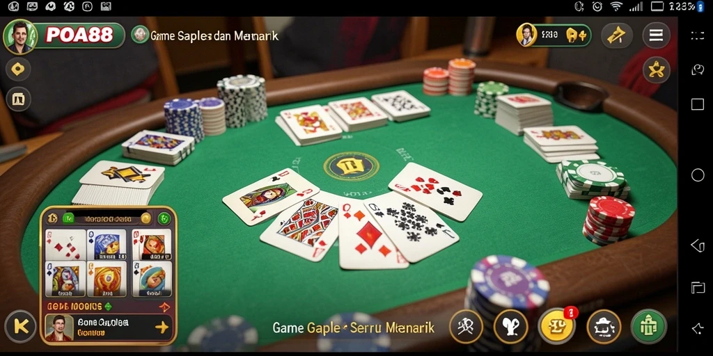 Tampilan menarik gameplay Gaple pada aplikasi POA88.