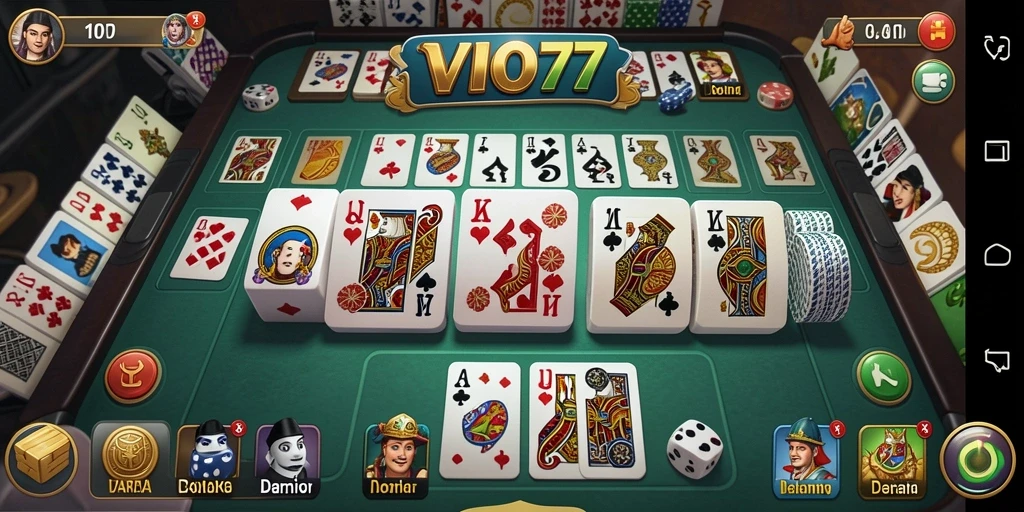 Tampilan gameplay VIO77 yang menampilkan kartu Domino.