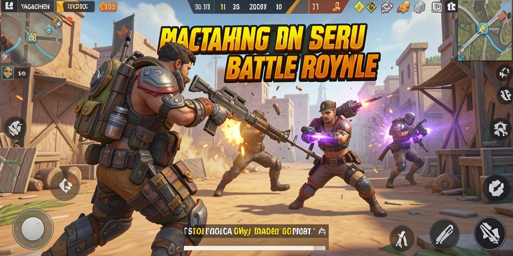 Tampilan gameplay seru dalam YAGAOHEN saat bertarung di Battle Royale.